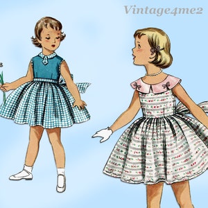 1950s Vintage Simplicity Sewing Pattern 1108 Easy Toddler Girls Dress Size 4