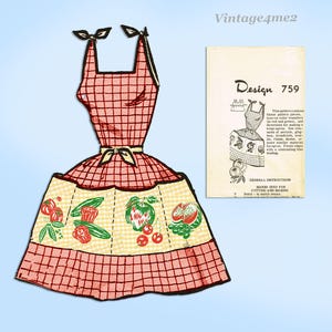 Laura Wheeler 759 1950-talets oklippta förkläde med vintagemönster, färgöverföring, oklippt