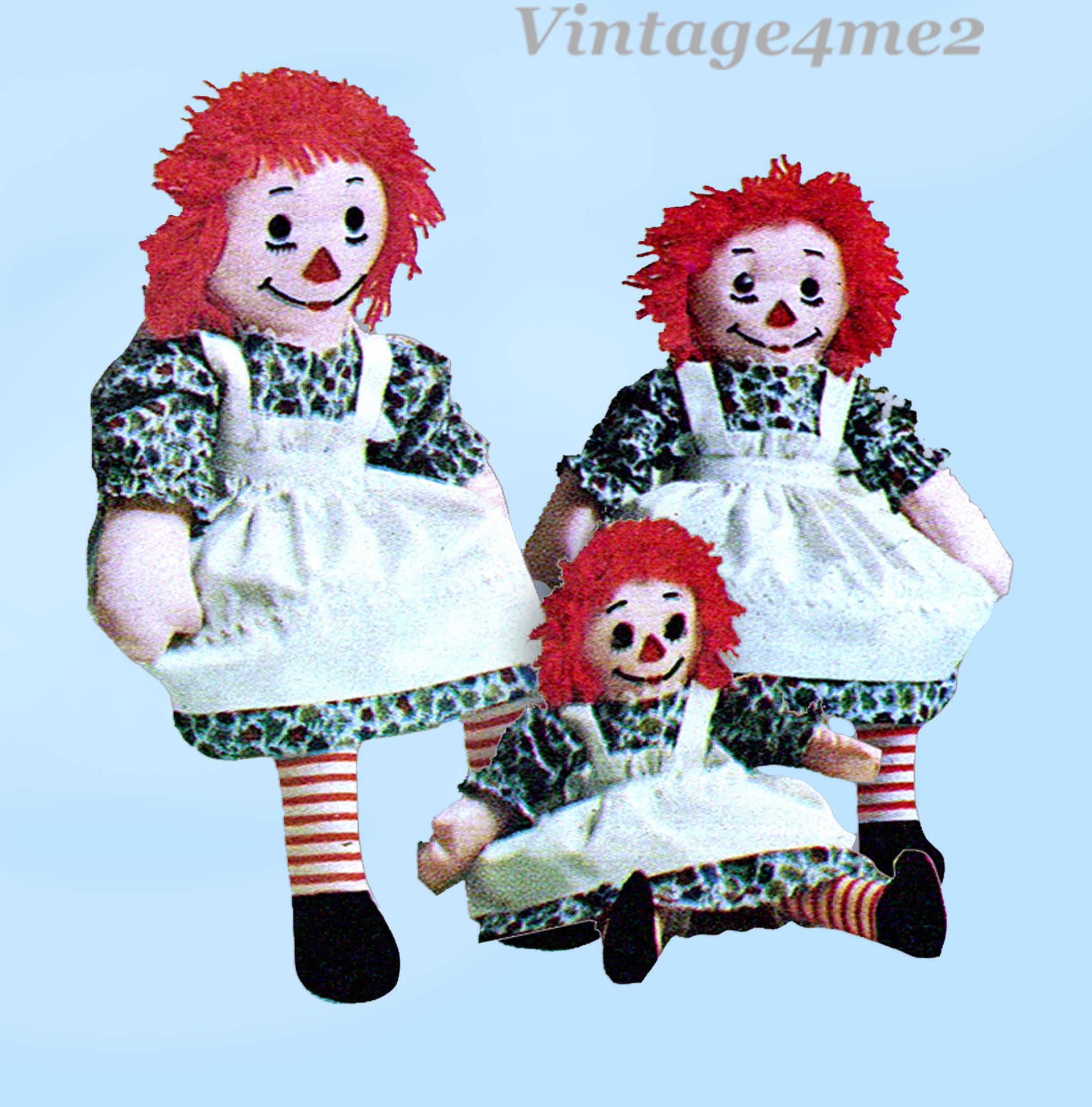 Vintage 1960s Raggedy Ann and Andy Dolls Sewing Pattern - Mccalls