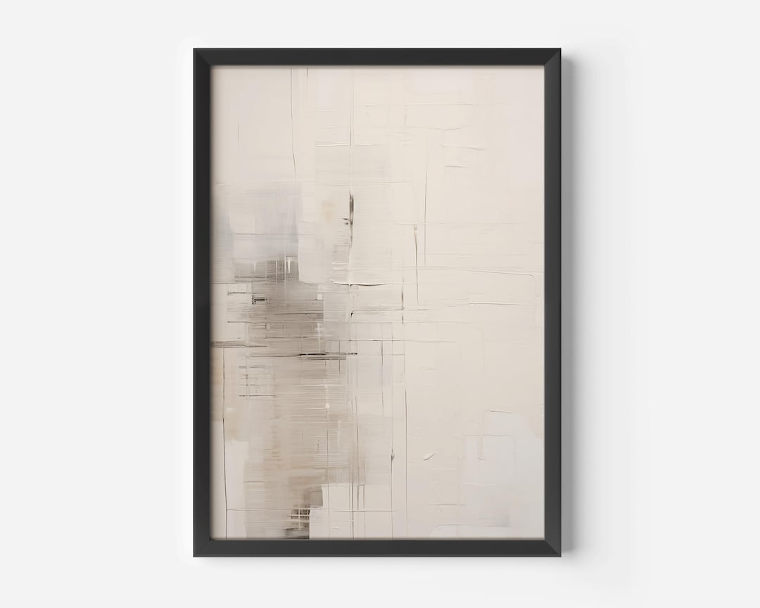 Minimalist Neutral Abstract Wall Art | Beige and Cream Framed Canvas ...