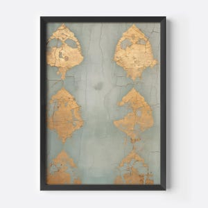 Teal Green and Gold Contemporary Trendy Wall Art, Neutral Wabi Sabi Wall Art, Japandi Abstract Art Print, Modern Minimalist Art, DIGITAL ART