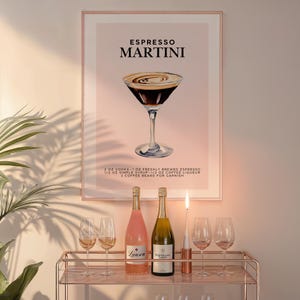 Espresso Martini Art Print, Bar Cart Decor Cocktail Poster, Party Signature Drink Sign, Trendy Wall,Minimalist Elegant Sophisticated,DIGITAL