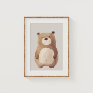 Printable Bear Nursery Wall Art Print, Safari Zoo Animal Digital Print, Watercolor Bear Boho Nursery Digital Wall Art Print,Digital Download