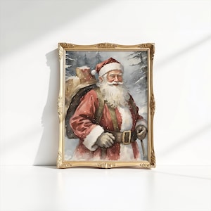 Vintage Santa Portrait,Christmas Wall Art,Printable Christmas Santa, Christmas Decor Rustic, Winter Christmas Art, Seasonal Digital Download