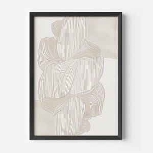 Neutral Abstract Line Art | Beige Minimalist Digital Wall Art | Modern Printable Home Decor | Instant Download for Bedroom or Office