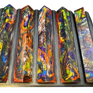 Pen Turning Blank, Alumilite Resin, Dark Rainbow