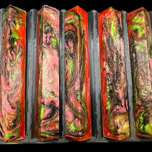 Pen Turning Blank, Alumilite Resin, Raspberry Lime