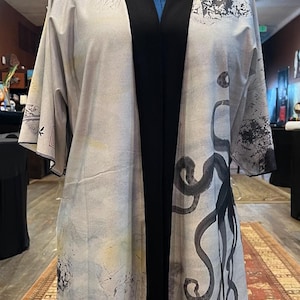 Octopus Front Design Kimono by Susy Barrymore | Handmade Japanese-Inspired Kimono for Women | Luxury Wearable Art | Unique Gift Idea