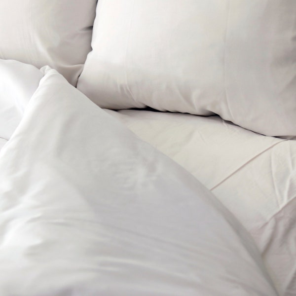 ON SALE All-in-one Duvet Cover + Flat Sheet Bedding Combination System by Simplified Bedding, Pure White