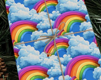 Clouds and Rainbows Wrapping Paper, Kids Gift Wrap, Cloud and Rainbow Pattern, Unique Wrapping Paper, Custom Gift Wrap, Childrens Wrapping