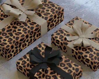 Leopard Print Wrapping Paper, Leopard Gift Wrap, Leopard Spots Gift Wrapping, Custom Birthday Gift Wrapper, Leopard Pattern Paper Wrap