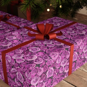 Pink Rose Wrapping Paper, Pink Rose Pattern Gift Wrap, Rose Paper Gift Wrapping, Unique Custom Gift Wrapping Idea, Birthday Wrapping Paper