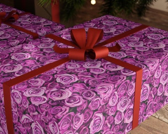 Papel de regalo con rosas rosas, papel de regalo con estampado de rosas rosas, papel de regalo con rosas, idea única y personalizada para envolver regalos, papel de regalo para cumpleaños