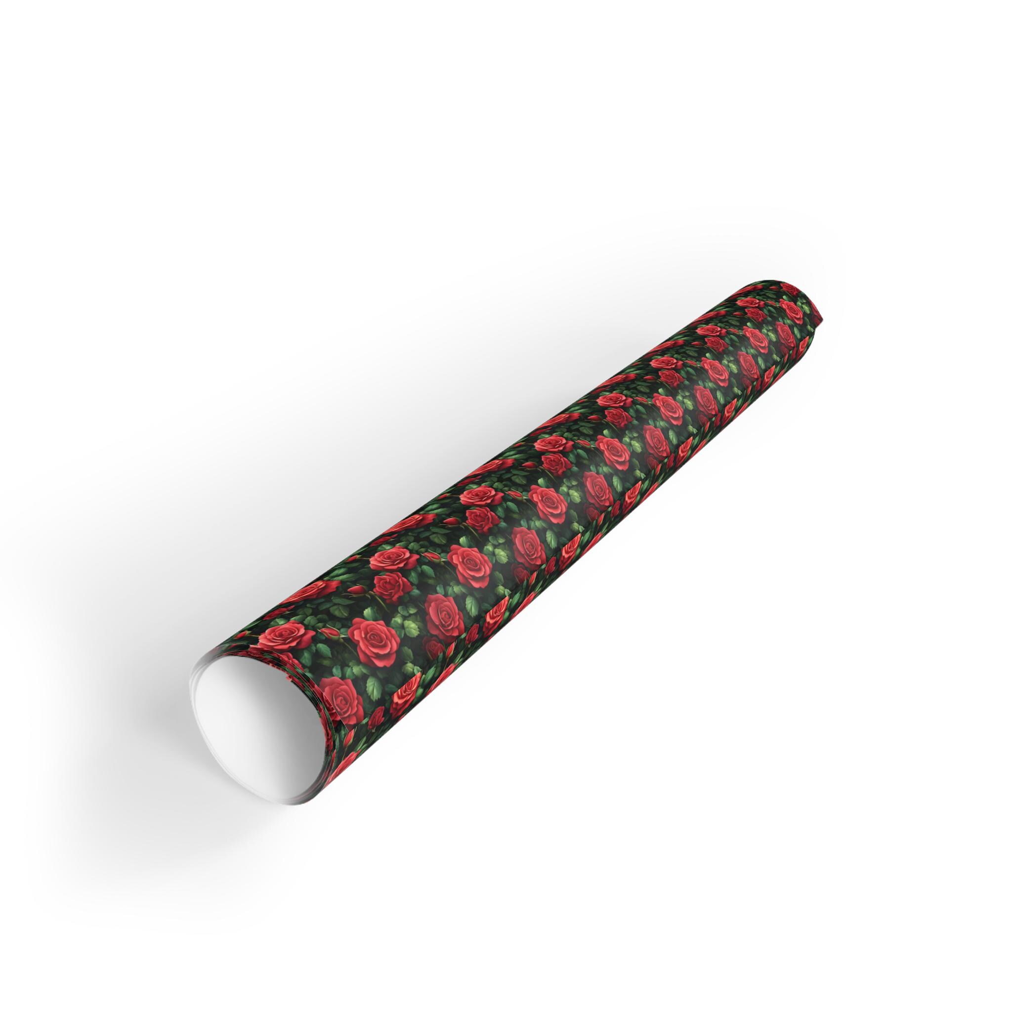 Red Rose Wrapping Paper, Romantic Red Rose Gift Wrap, Red Rose Pattern ...