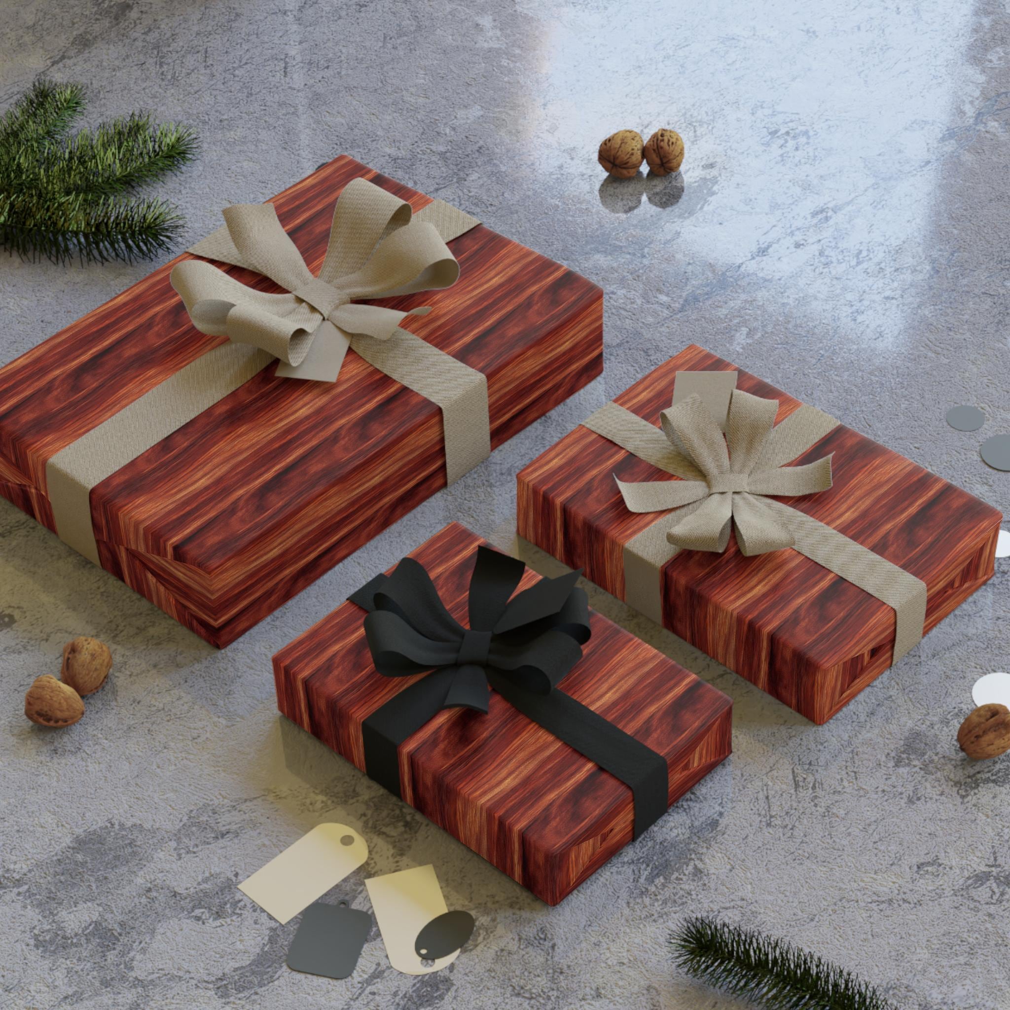 Timber Pattern Wrapping Mahogany Wrapping Paper, Mahogany Wood Look Gift Wrap, Mahogany Wood ...