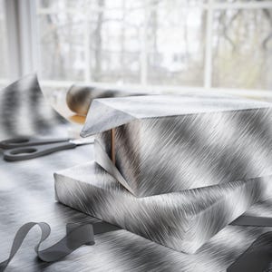 Brushed Metal Wrapping Paper, Metal Look Gift Wrap, Brushed Metal Pattern, Metal Effect Gift Wrapping Paper, 90gsm Fine Art Paper image 6