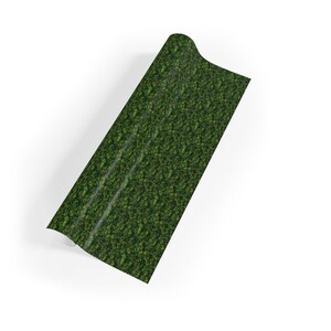 May include: A roll of green and gold glitter vinyl wrap. The vinyl has a textured, leafy pattern.