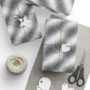 Brushed Metal Wrapping Paper, Metal Look Gift Wrap, Brushed Metal Pattern, Metal Effect Gift Wrapping Paper, 90gsm Fine Art Paper image 2