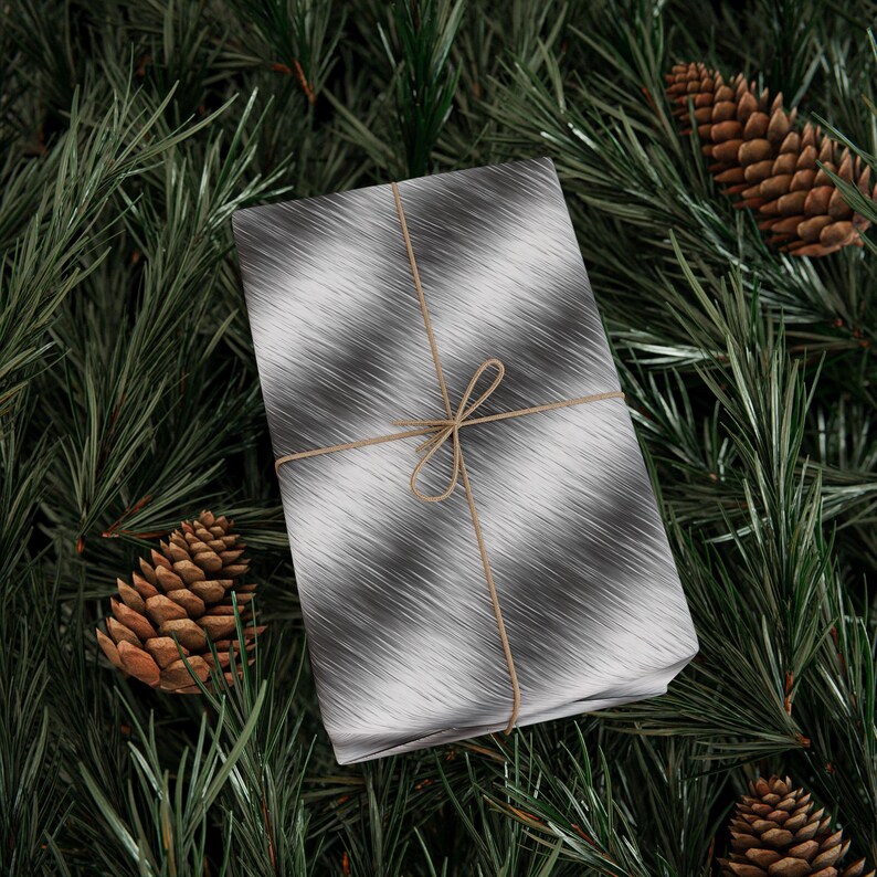 Brushed Metal Wrapping Paper, Metal Look Gift Wrap, Brushed Metal Pattern, Metal Effect Gift Wrapping Paper, 90gsm Fine Art Paper image 3