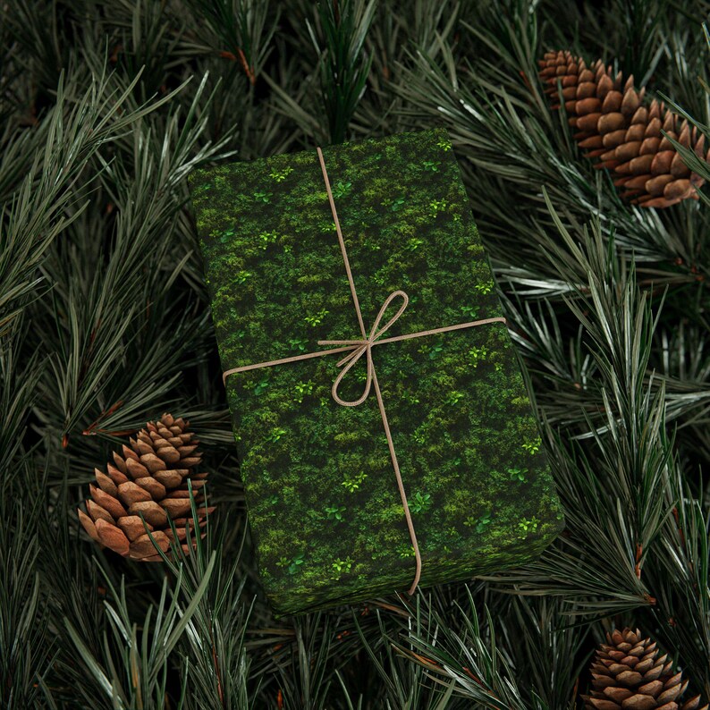 Moss Wrapping Paper, Green Moss Look Gift Wrap, Lush Green Moss Pattern, Moss Gift Wrapping Paper, 90gsm Fine Art Paper, Mossy Lichen image 4