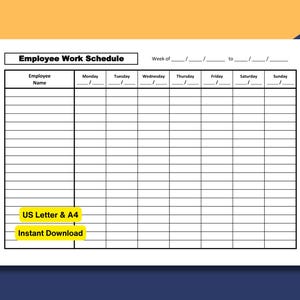 Weekly Employee Schedule Template: Editable Staff Shift Planner (PDF, Excel)