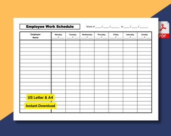 Printable Employee Shift Schedule Template: Editable Staff Planner (PDF, Excel)
