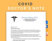 Editable COVID Doctor Note Template | Medical Excuse (Digital Download)