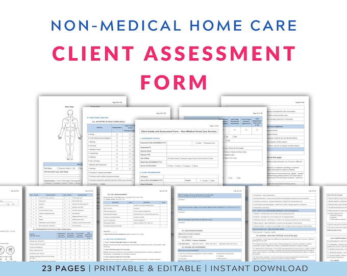 Home Care Client Assessment Form: Editable and Printable Template