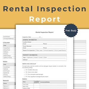 Rental Inspection Report Template: Move-In/Out Checklist (PDF, Word, Google Docs, Apple Pages)