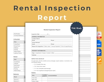 Printable Rental Inspection Report: Move-In/Out Checklist Template (PDF, Word, Google Docs, Apple Pages)