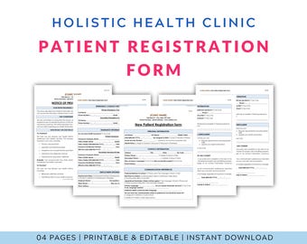 Holistic Health Patient Registration Form: Editable and Printable Template (Word, PDF)