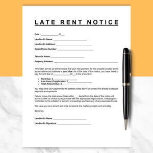 Late Rent Notice: Printable and Editable Template (PDF, DOCS, WORD ...
