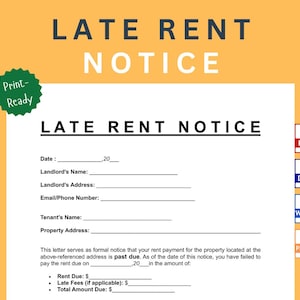 Printable Late Rent Notice Template (PDF, DOCS, WORD, Apple Pages)