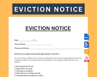 Printable Eviction Notice Template: Customizable Letter (PDF, Word, Pages, Google Docs)