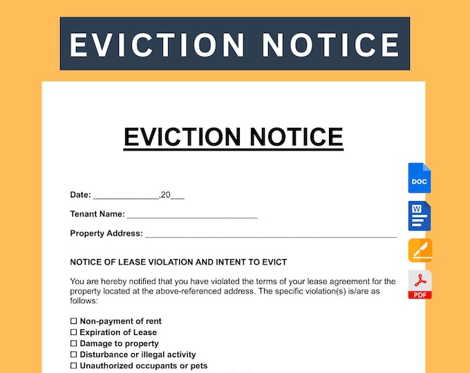 Printable Eviction Notice Template: Customizable Letter (PDF, Word, Pages, Google Docs)