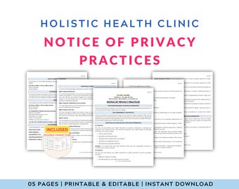 Holistic Health Notice of Privacy Practices: Editable and Printable Template