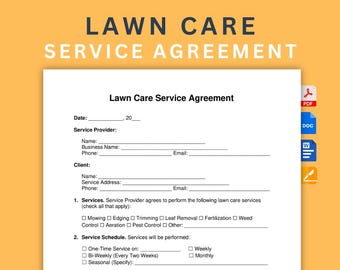 Editable Lawn Care Service Agreement Template (PDF, Docs, Word, Pages)