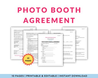 Photo Booth Agreement: Printable and Editable Contract (WORD Template)