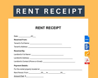 Printable Rent Receipt Template: Editable Landlord Form (PDF & Word)