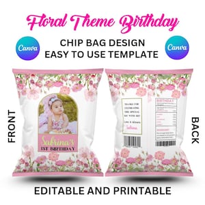 Editable Wildflower Chip Bag Label Wrapper | Girl Wildflower Birthday | Floral Baby Shower Party Favors | Printable Template |
