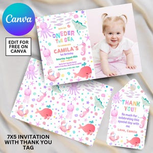 Oneder The Sea 1st Birthday Invitation: Sea Creatures Party (Digital Download)