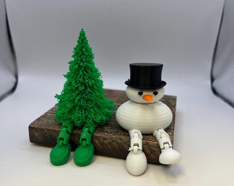 Sitting Snowman & Christmas Tree Perfect for your desk or even a shelf