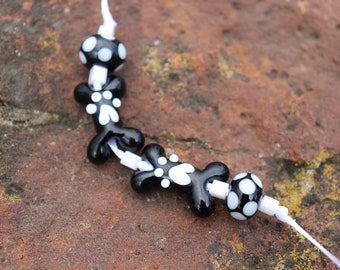 Sweet Lil Dog Bones with Paw Prints Pair of Beads Handmade Glass Lampwork Beads by Tinah