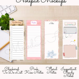 Printable Notepad Set PDF Download, Digital Notes Memo Pad, Cute Checklist Notes, On The Go To Do List, Aesthetic Stationery Gift