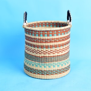 Tall laundry basket with handles| Ghana clothes storage basket| bedroom straw hamper