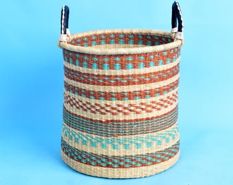Tall laundry basket with handles| Ghana clothes storage basket| bedroom straw hamper