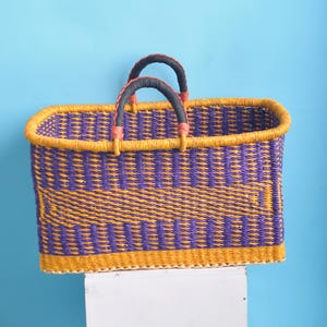 Rectangular Handwoven Wicker Basket| Laundry Hamper| Toy Storage Bin| Farmhouse Decor Organizer| straw closet bin| Eco Organizer| tub basket