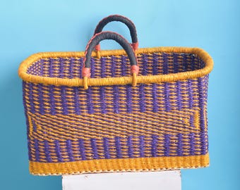 Handwoven wicker Storage Basket| Farmhouse Laundry Hamper| rectangular clothes organizer