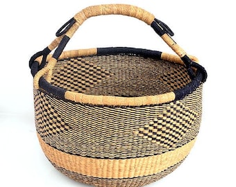 Handwoven Bolga shopping basket| African market shopper| farm harvest collection