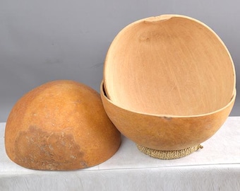Half calabash bowl - 15-17&quot;D × 8-9.5&quot;H| wooden utensil| calabash art ware| calabash utensil| cut gourd for water drum